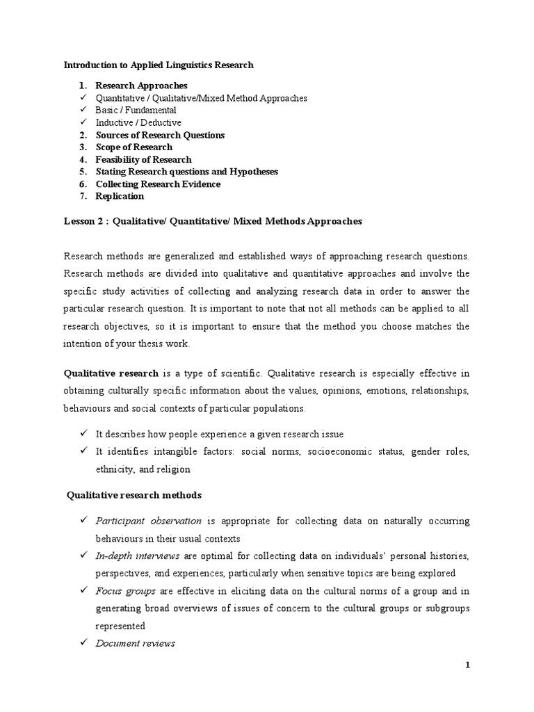 Applied Research in Linguistics Methods | PDF | Qualitative Research ...