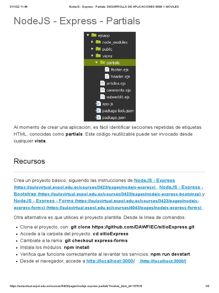 Uso de Partials en NodeJS y Express | PDF | Programación de ...