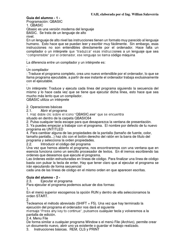 Manual de Programación en QBASIC | PDF | Compilador | Desarrollo de ...