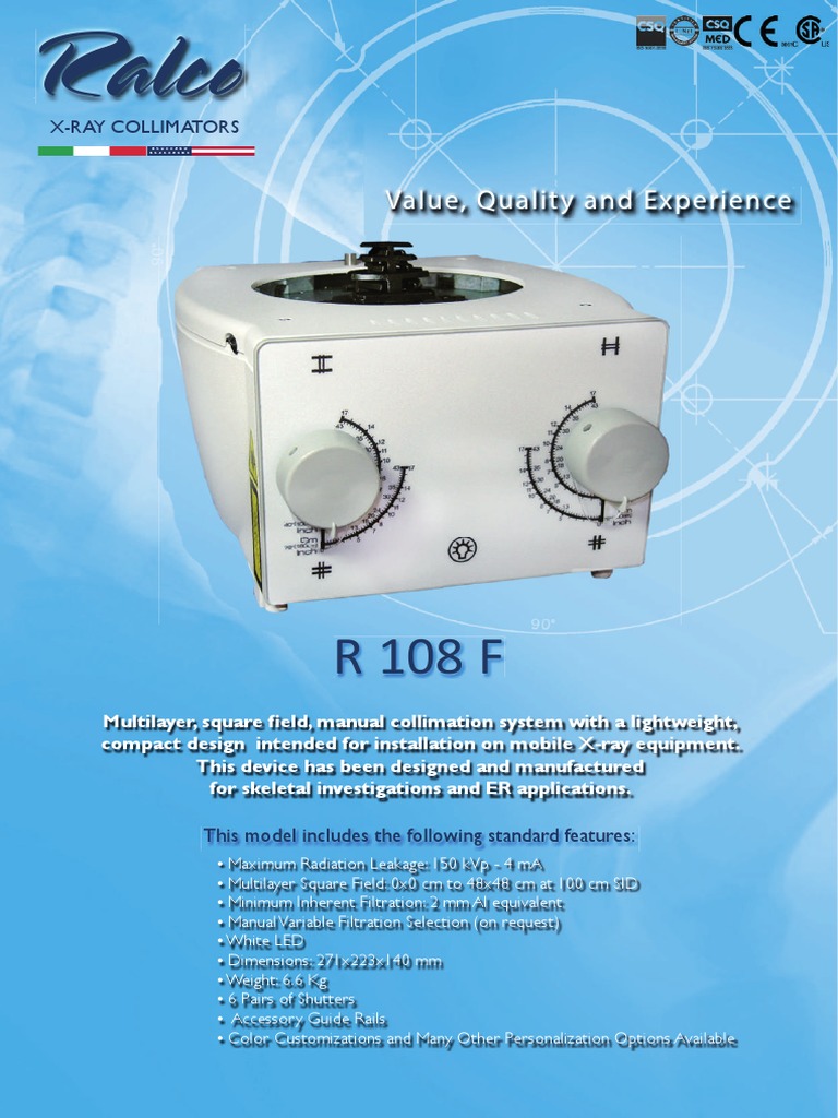 Ralco R108 F X-Ray Collimator Overview | PDF | Camera | Manufactured Goods