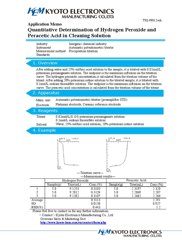 Quantitative Determination of Hydrogen Peroxide and Peracetic Acid in ...