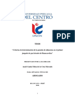 Criterios de Determinación de La Pensión de Alimentos en El Primer Juzgado de Paz Letrado de Huancavelica