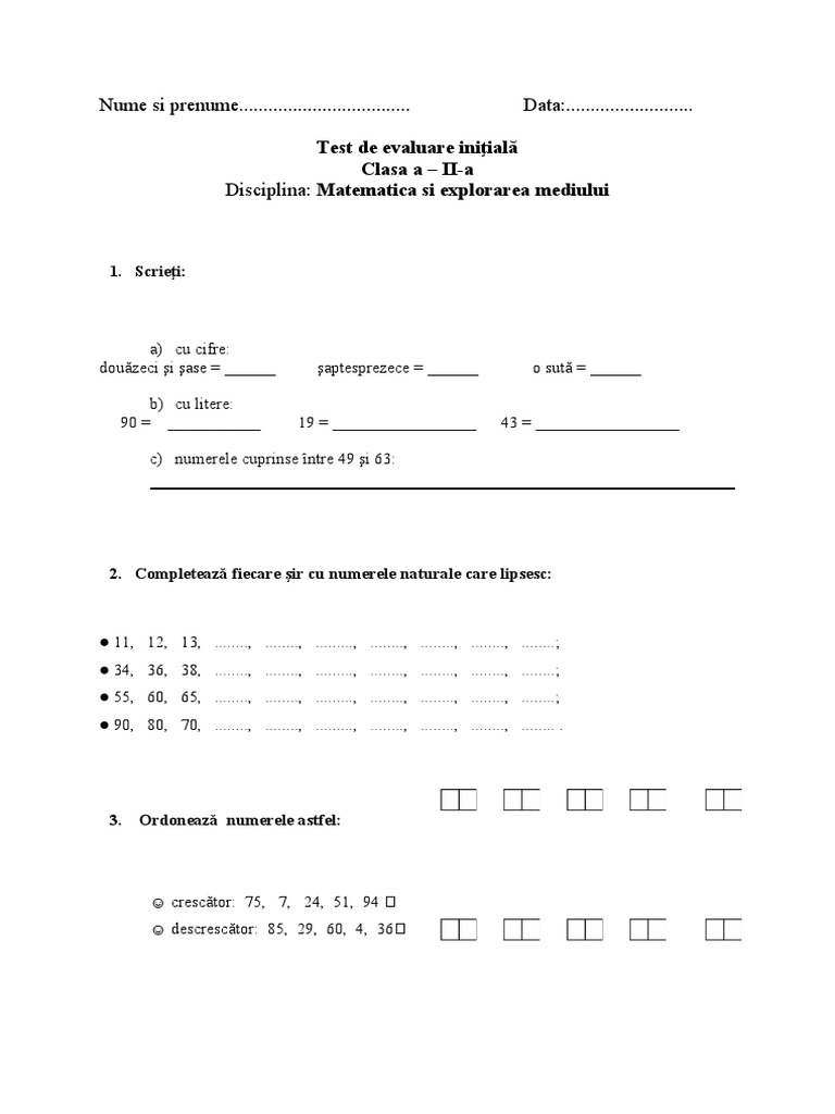 Test de Evaluare Initiala Mem | PDF