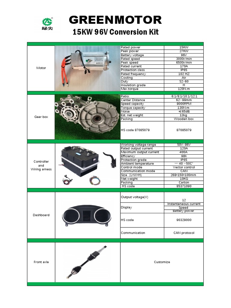 15KW 96V Converter Specifications | PDF | Electric Motor | Electric Power