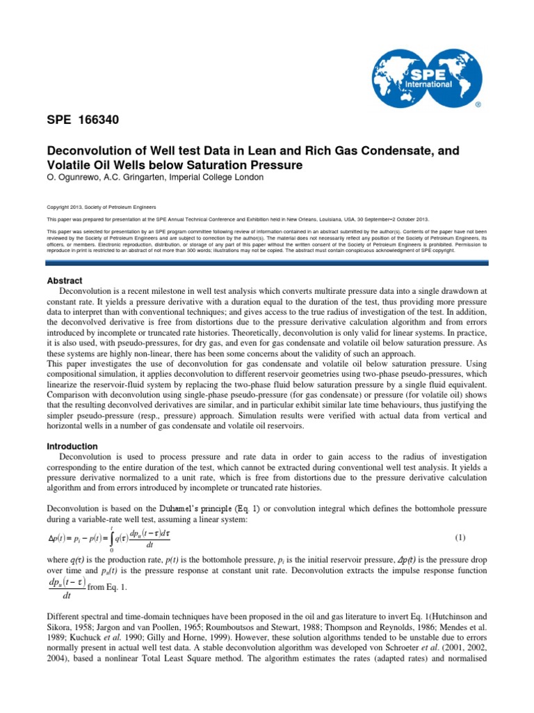 SPE 166340 Deconvolution of Well Test Data in Lean and Rich Gas