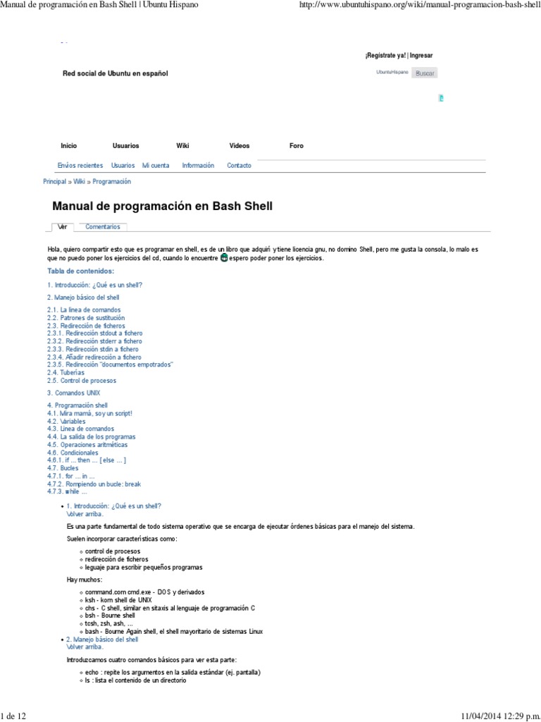 Manual de Programación en Bash Shell | PDF | Archivo de computadora ...