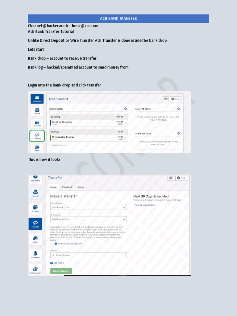 ACH Bank Transfer Tutorial Guide | PDF