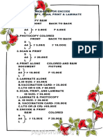 Price List For Encode Photocopy, Scan, Print & Laminate