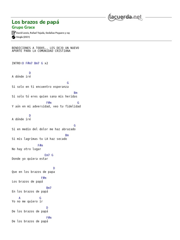 LOS BRAZOS DE PAPA, Grupo Grace Acordes PDF