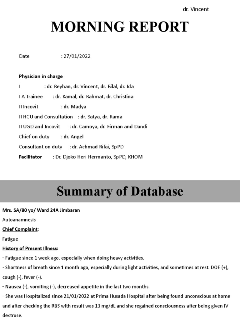 Medical Morning Report | PDF | Chronic Kidney Disease | Hypertension