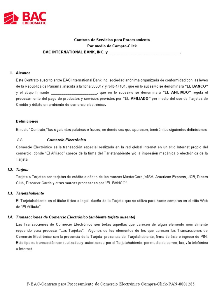 Contrato de Compra-Click BAC Panamá | PDF | Comercio electrónico ...