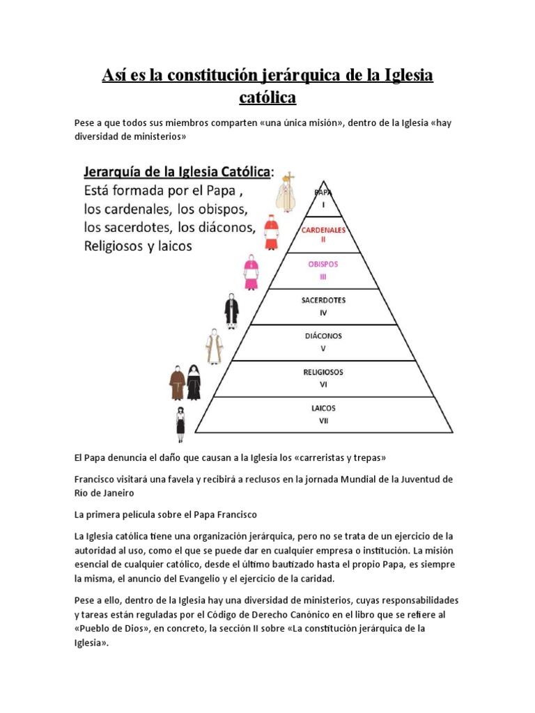 Organizacion Jerárquica y Administrativa de La Iglesia Católica | PDF ...