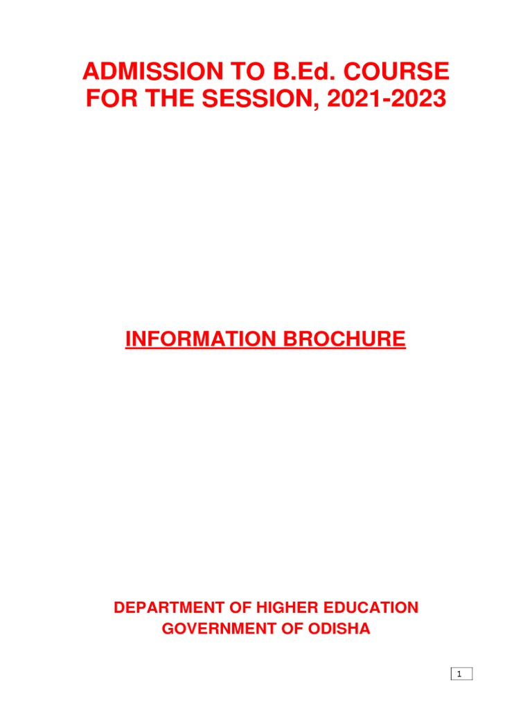 Information Brochure - B.Ed. | PDF | University And College Admission ...