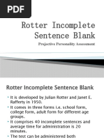 Rotter Incomplete Sentence Blank: Projective Personality Assessment