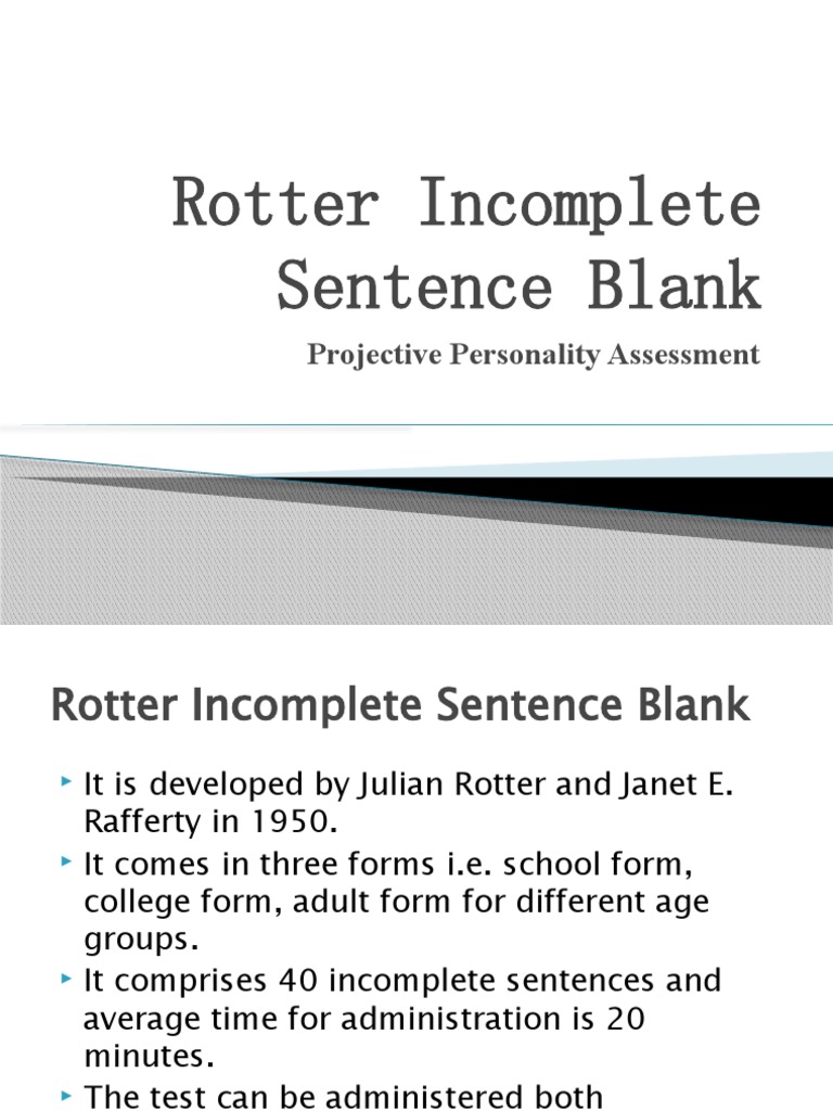 Rotter Incomplete Sentence Blank