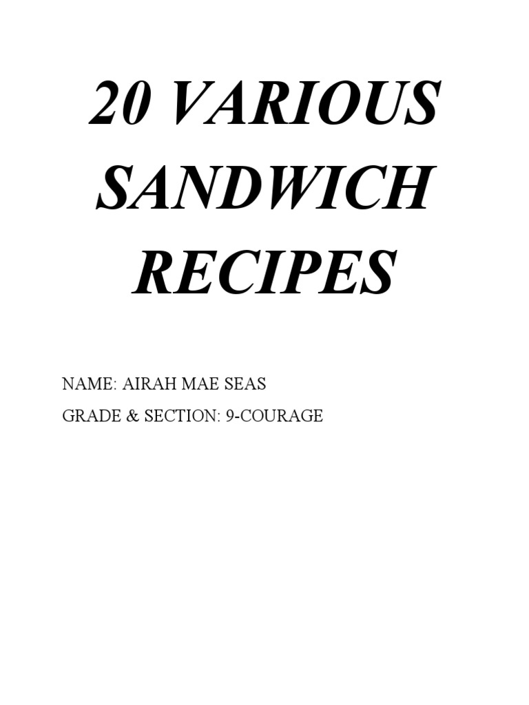 20 Various Sandwich Recipes PDF