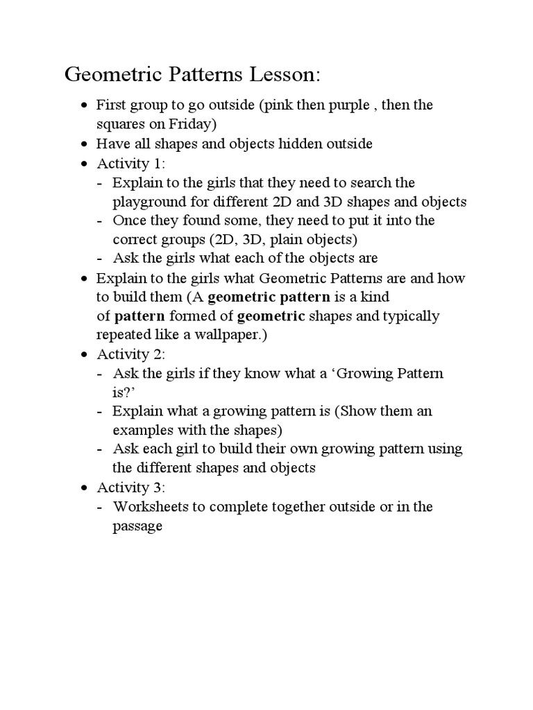 Geometric Patterns Lesson | PDF