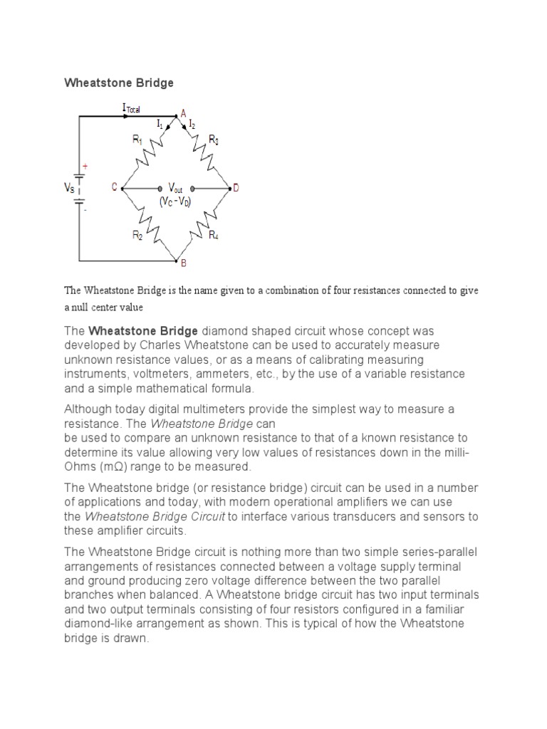 Wheatstone Bridge Circuit Explained | PDF | Resistor | Voltage