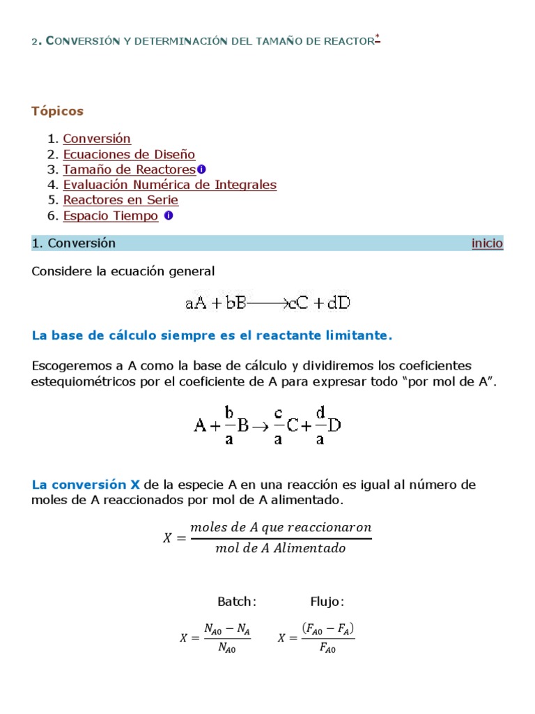 Diseño y Conversión en Reactores Químicos | PDF | Reactor Quimico ...