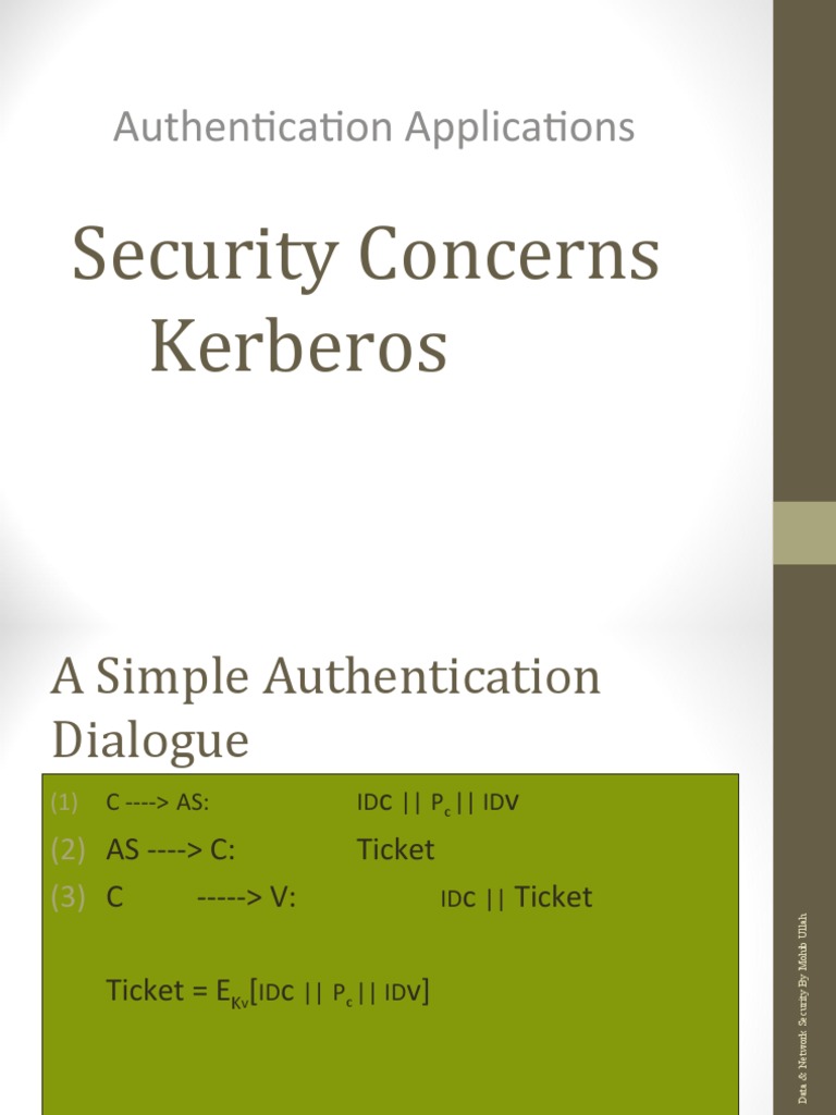 Authentication Applications: Security Concerns Kerberos | PDF ...