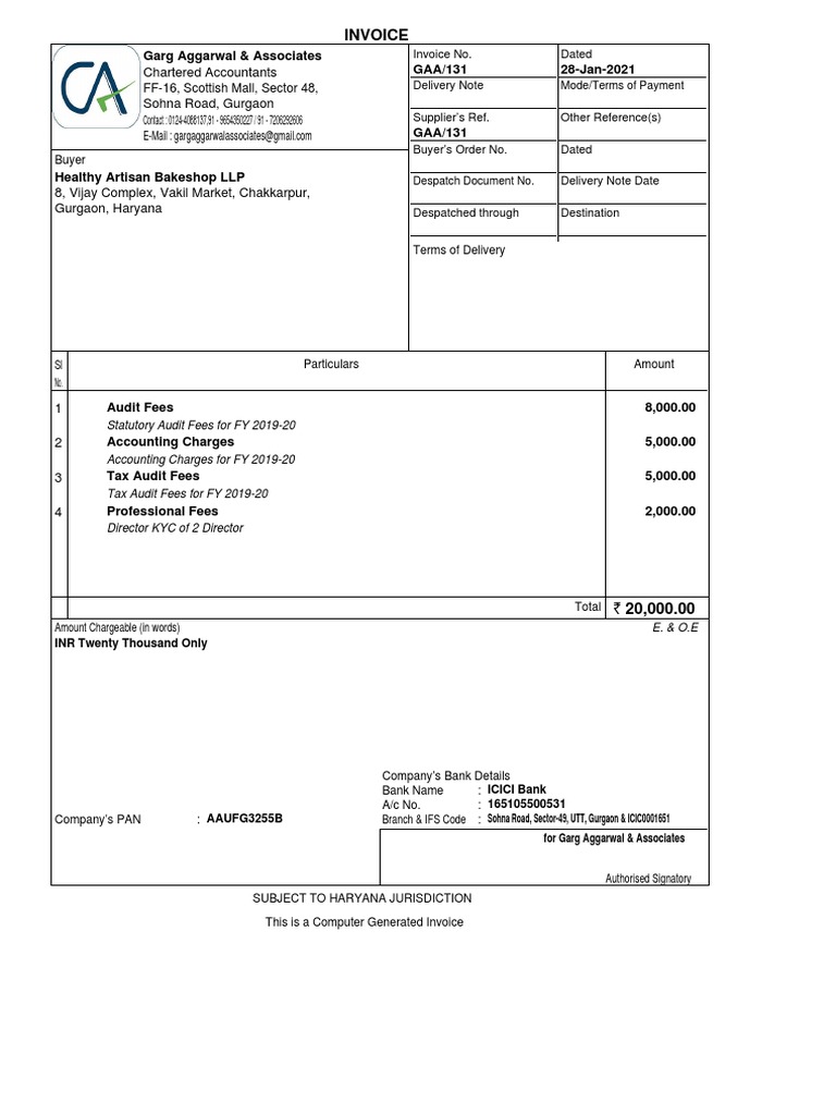 Invoice for Audit and Accounting Services | PDF | Accounting ...