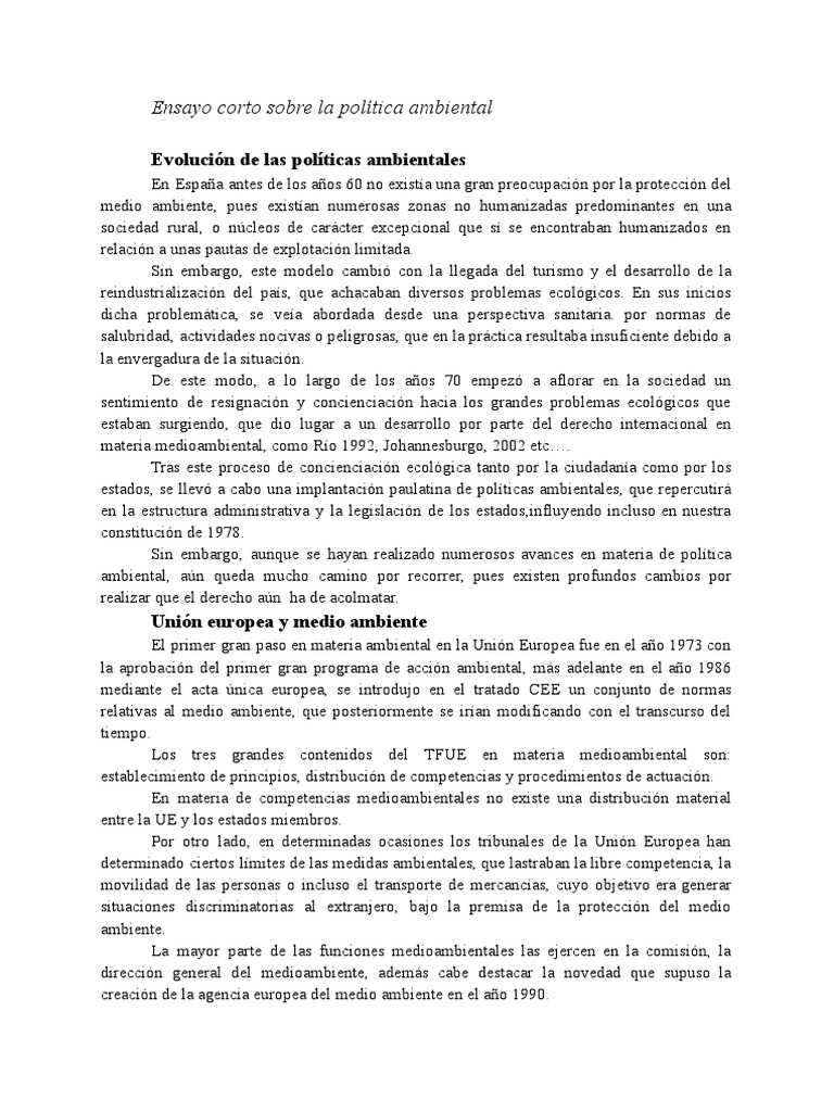 Evolución de la Política Ambiental en España | PDF | Sustentabilidad ...
