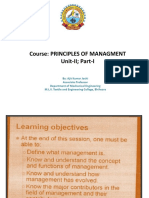 Course: Principles of Managment Unit-II Part-I
