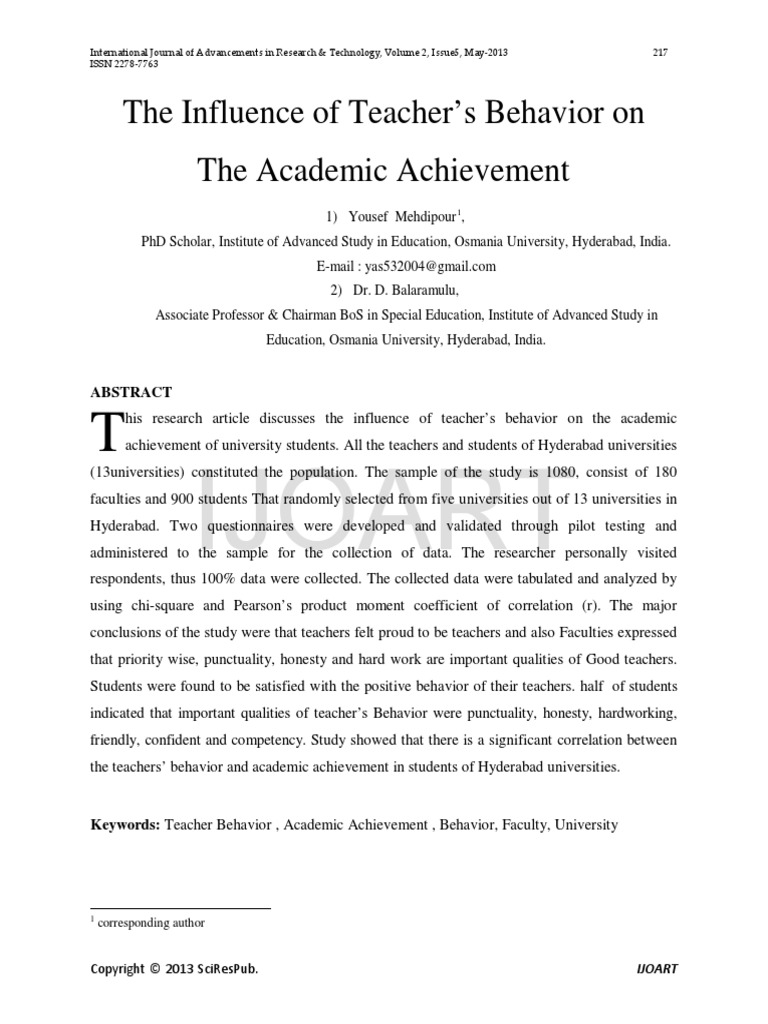 The Influence of Teachers Behavior On The Academic Achievement | PDF ...