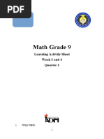 Math Grade 9: Learning Activity Sheet Week 3 and 4 Quarter 1