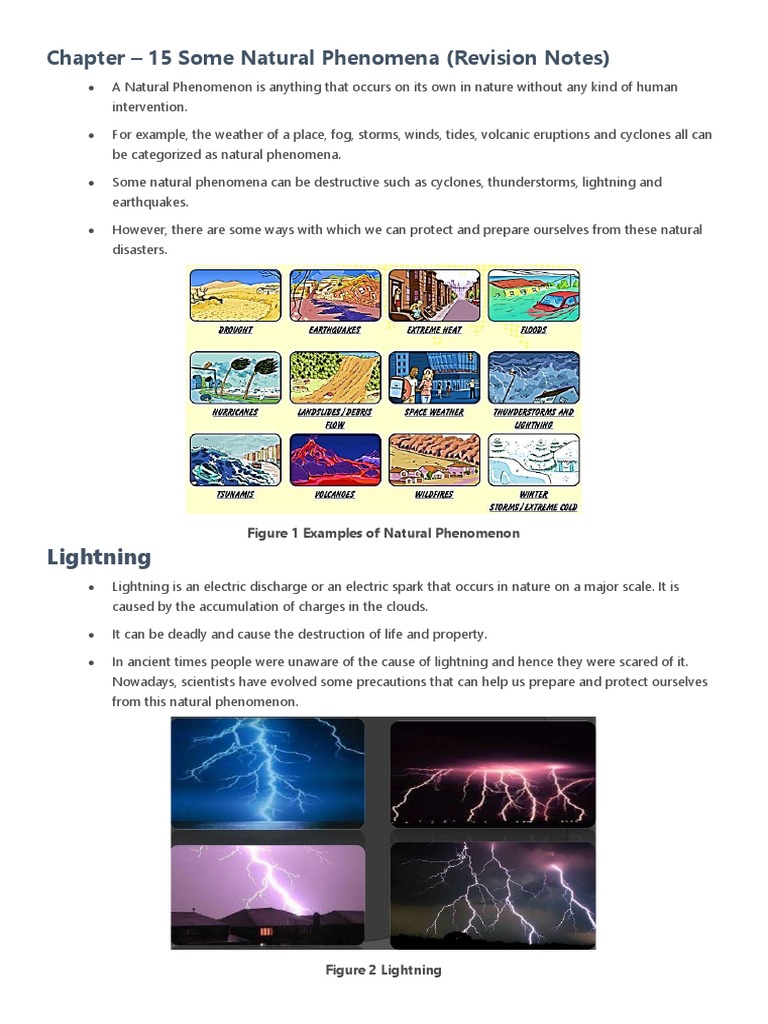 Chapter 15 Some Natural Phenomena Revision Notes Lightning Pdf