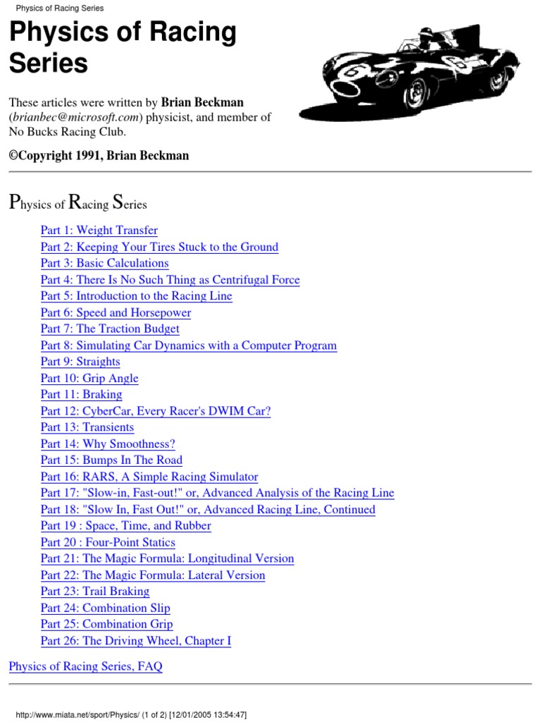 Physics of Racing | PDF | Force | Weight