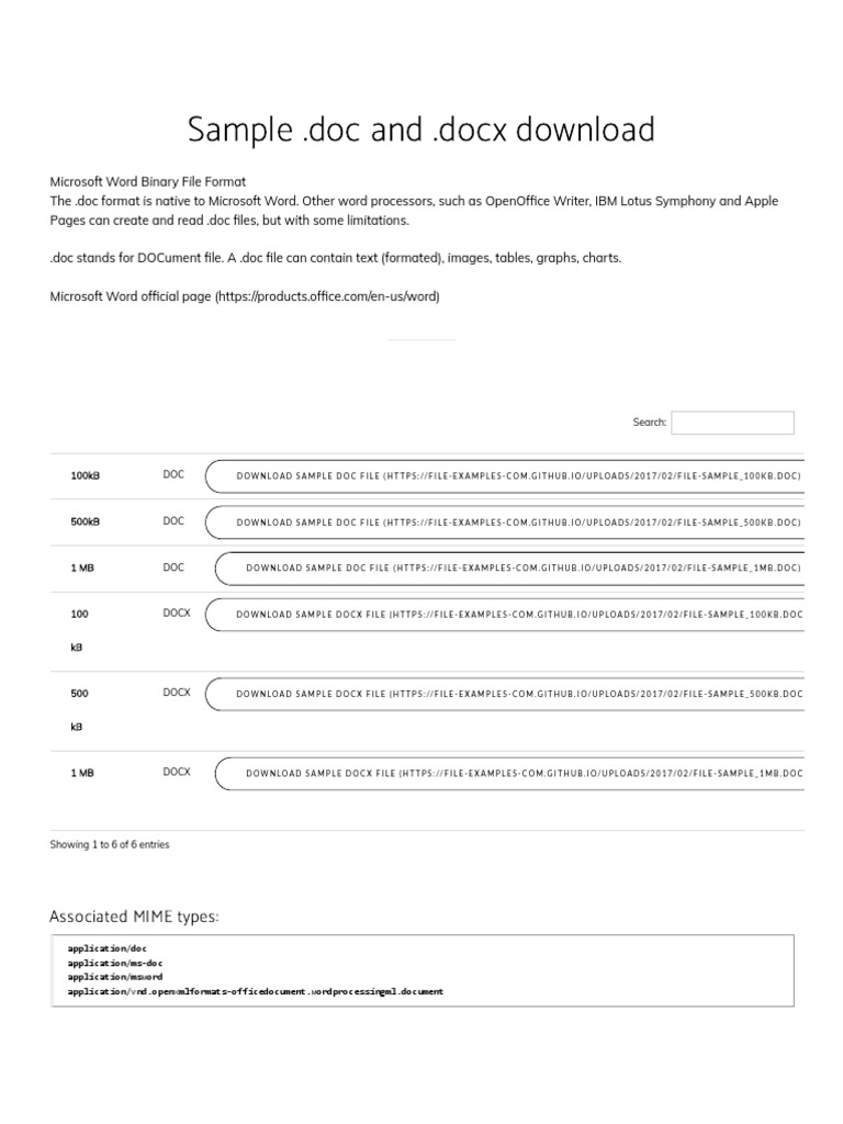 Sample .Doc and .Docx Download - File Examples Download | PDF ...
