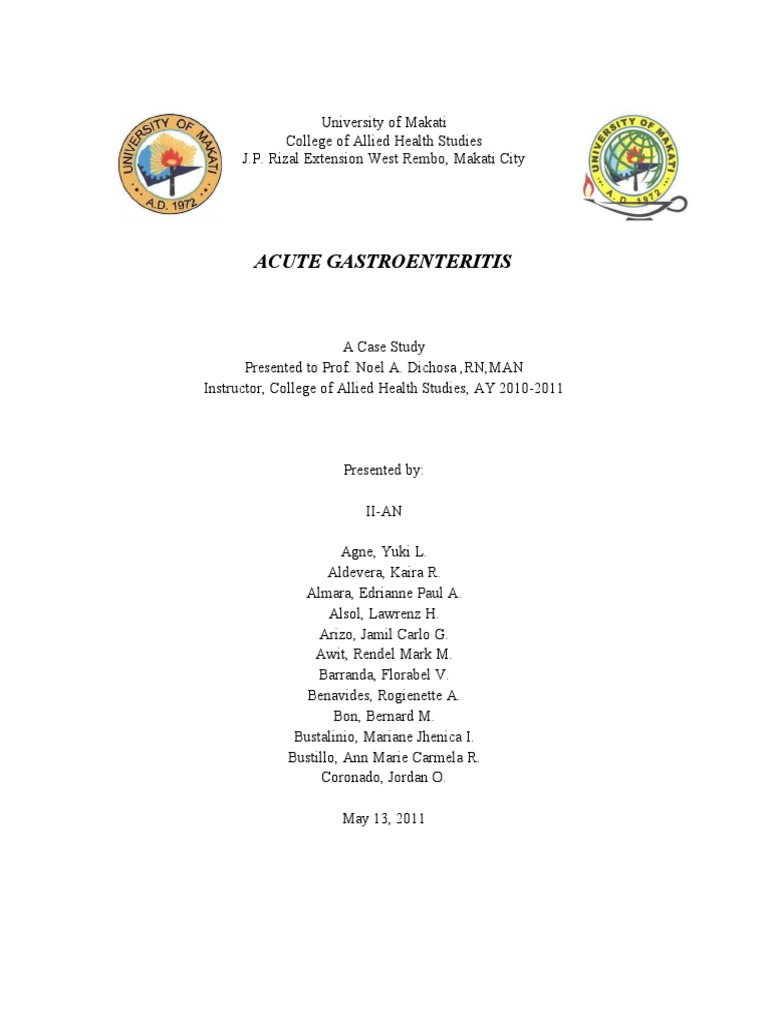 Acute gastroenteritis case study pdf image