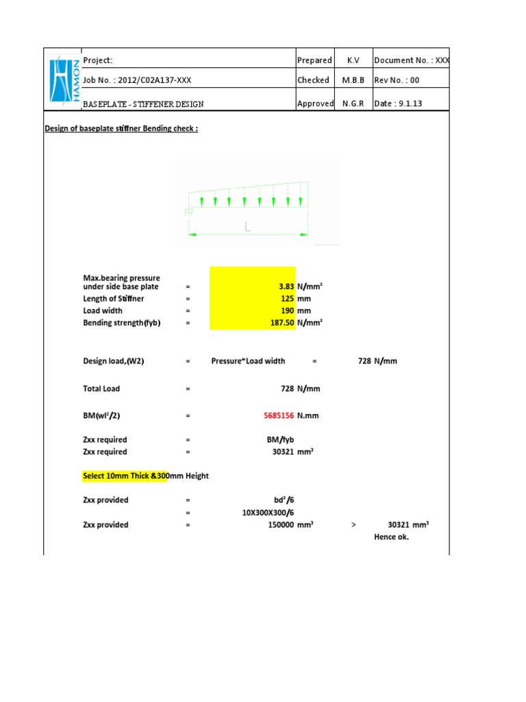 Cap Plate Design PDF Stress (Mechanics) Bending
