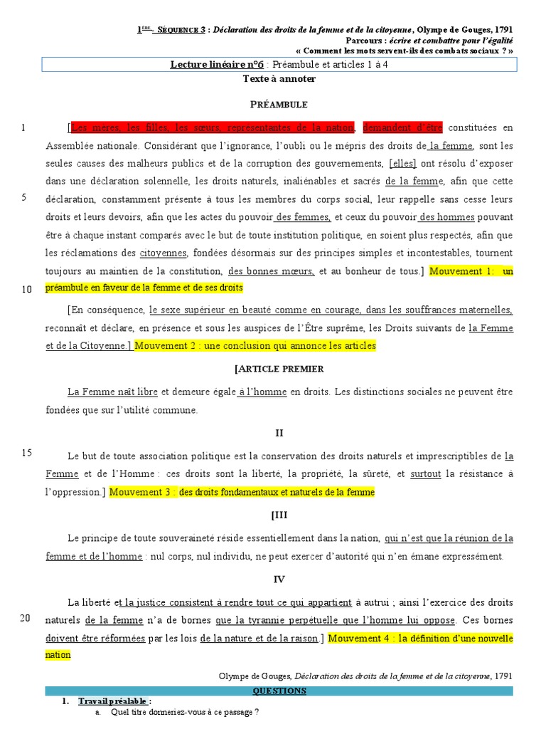 Preambule Analyse Lineaire Lecture Linéaire N°6 Texte | PDF | Loi naturelle | Justice