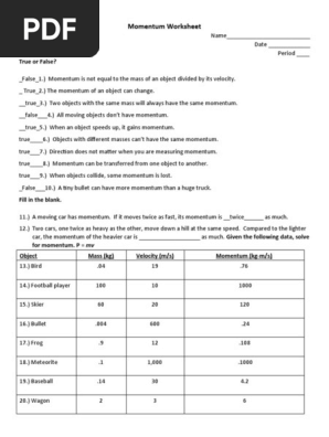 Momentum Worksheet (1)