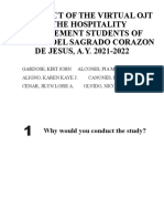 The Impact of The Virtual Ojt To The Hospitality Management Students of Colegio Del Sagrado Corazon DE JESUS, A.Y. 2021-2022