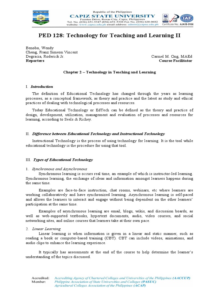 Technology in Teaching and Learning | PDF | Educational Technology ...