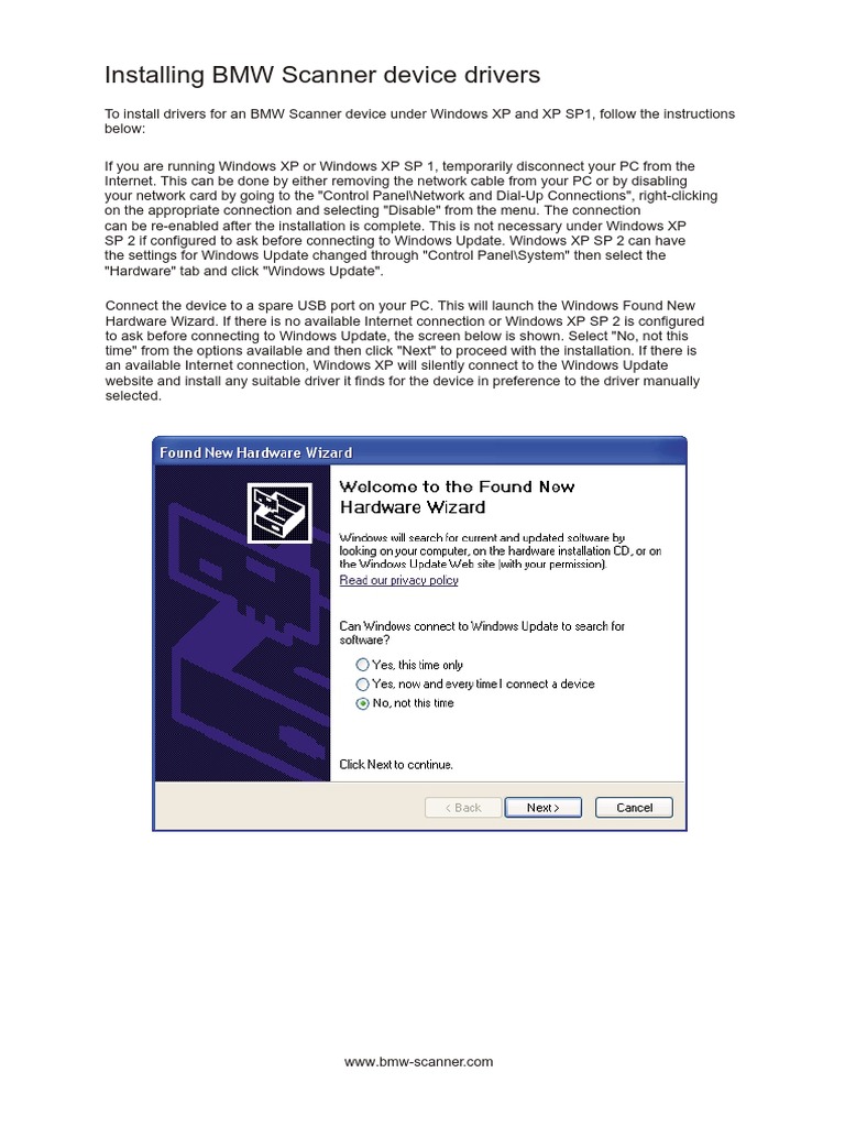 Installing BMW Scanner Device Drivers | PDF | Windows Xp | Microsoft ...