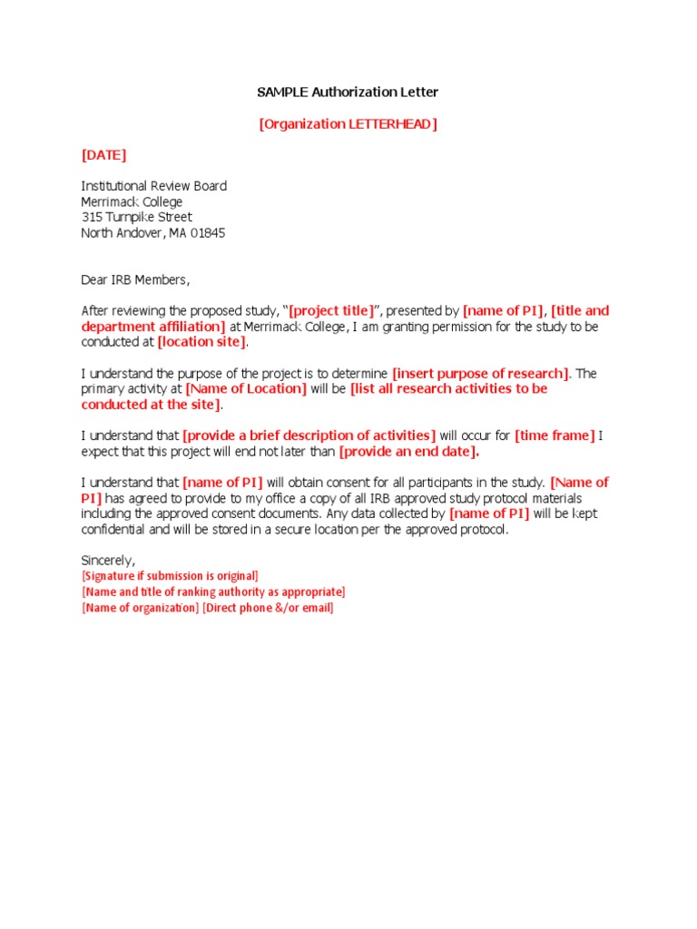 Sample Institutional Authorization Letter | PDF | Career & Growth