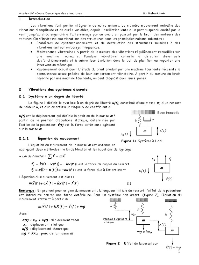 Dynamique des structures et vibrations | PDF | Résonance | Mode normal