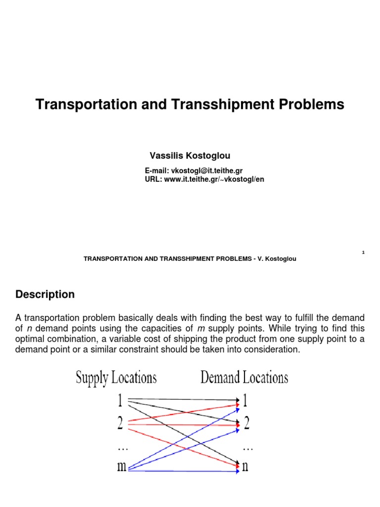 Transportation and Transshipment Problems - Theory | PDF | Mathematical ...