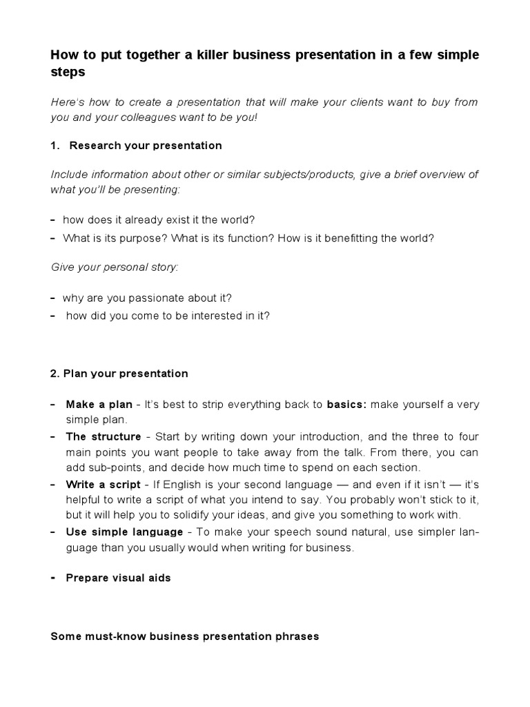 How To Put Together A Killer Business Presentation in A Few Simple ...