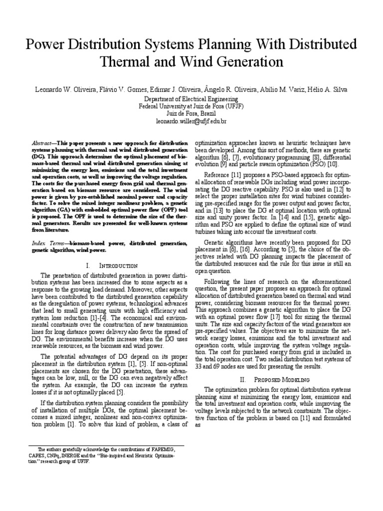 Optimal DG Planning with Wind & Biomass | PDF | Wind Power ...
