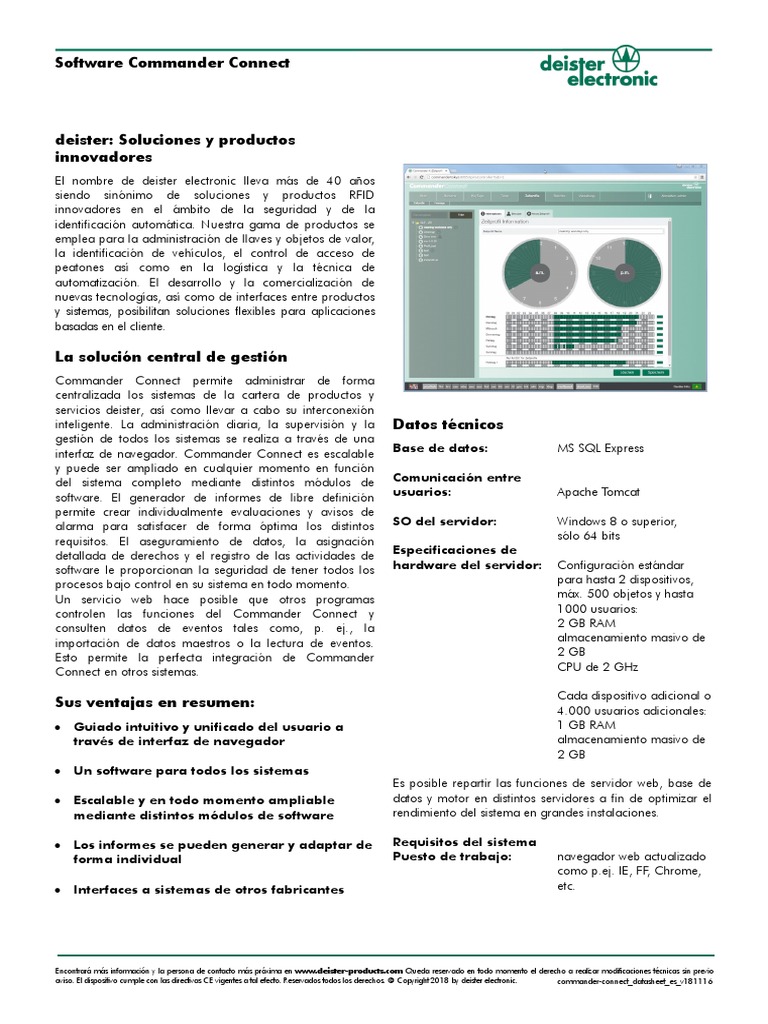 Commander-Connect Datasheet Es v181116 | PDF | Software | Servidor SQL ...