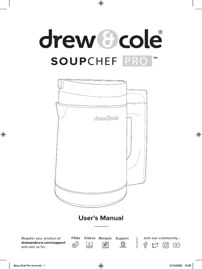 Drew & Cole 01371 Soup Chef Pro Manual en PDF Mains Electricity
