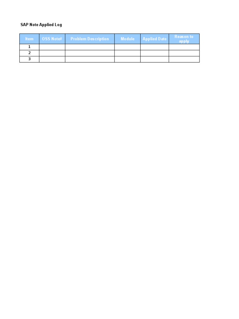 OSS Log for SAP Note Applications | PDF