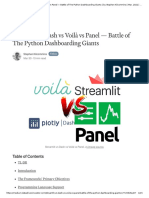 Streamlit Vs Dash Vs Voilà Vs Panel - Battle of The Python Dashboarding Giants - by Stephen Kilcommins - Mar, 2021 - DataDrivenInvestor