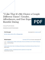 "I Like That It's My Choice A Couple Different Times": Gender, Affordances, and User Experience On Bumble Dating