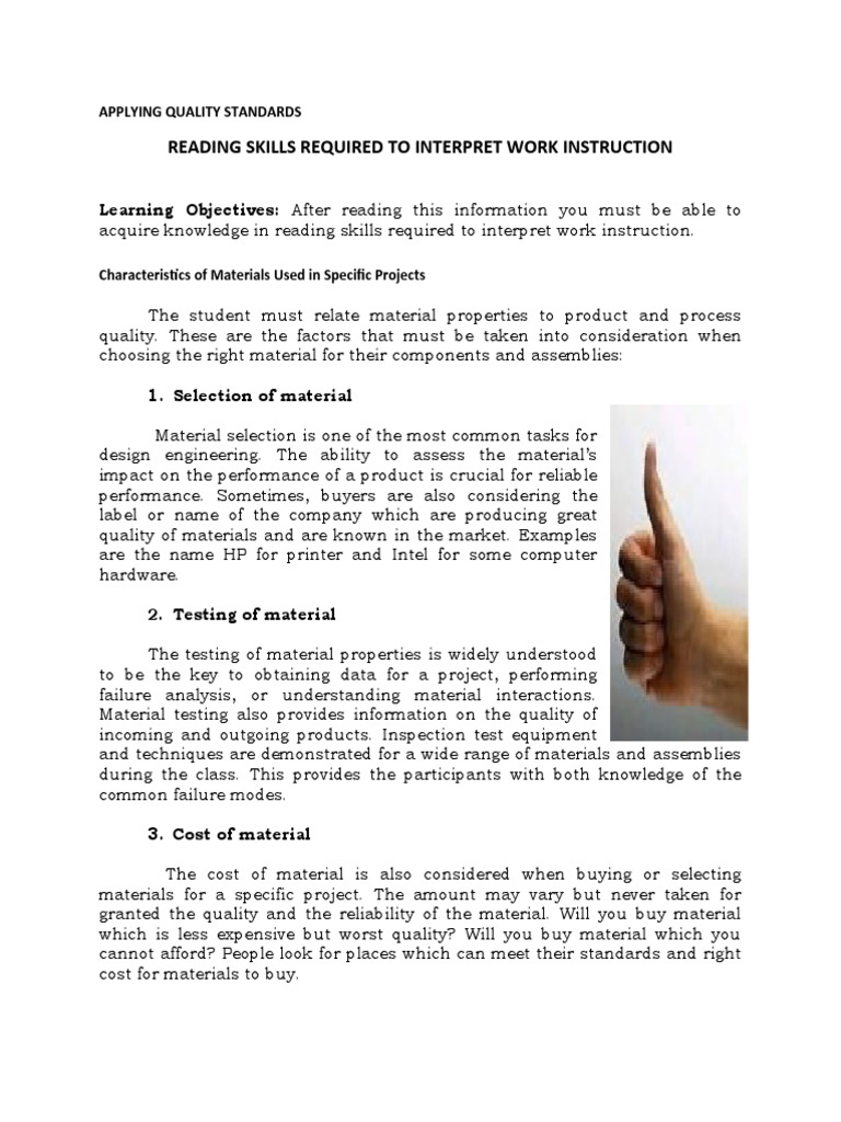 Quality Standards in Material Selection | PDF | Specification ...
